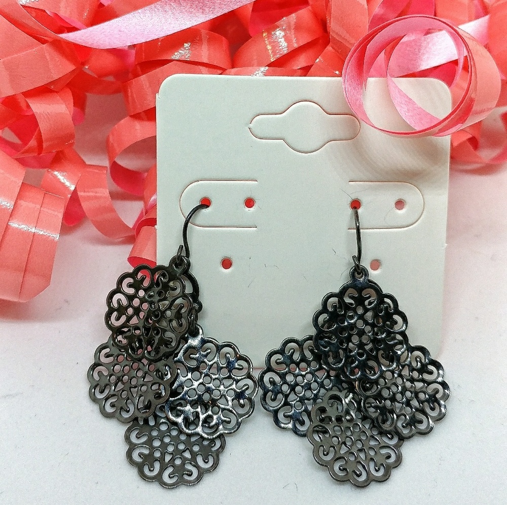 Gunmetal Filligree Earrings